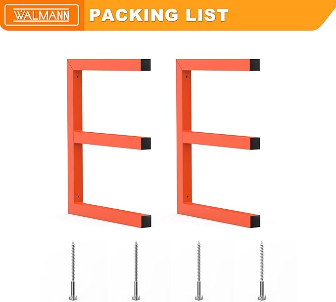 WALMANN Garage Wall Mounted Lumber Storage Rack, Overhead Heavy Duty One-Piece Design Lumber Rack for Woodworking Shop(1 Pair)