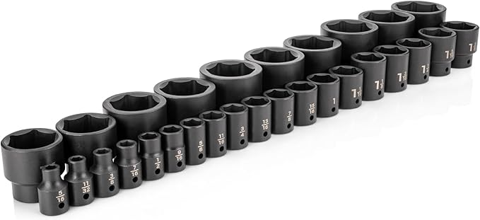 TEKTON 1/2 Inch Drive Shallow 6-Point Impact Socket Set, 29-Piece (5/16-2 in.) | SID92006