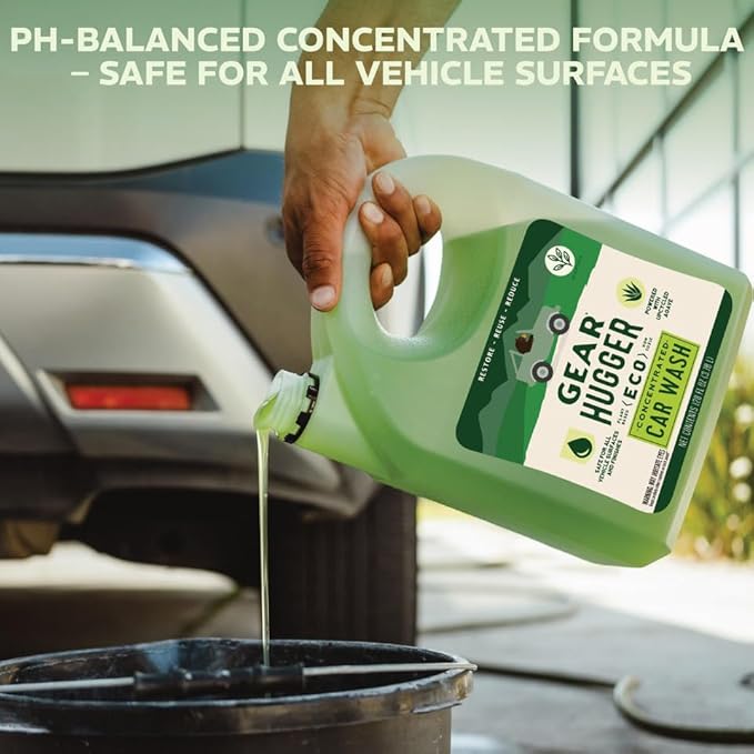 Gear Hugger Car Wash Soap Gallon (128 oz, Pack of 1) – Eco-Friendly Car Cleaner, Biodegradable Car Wash with Natural Saponins & Eucalyptus – Safe Car Soap for All Vehicle Surfaces