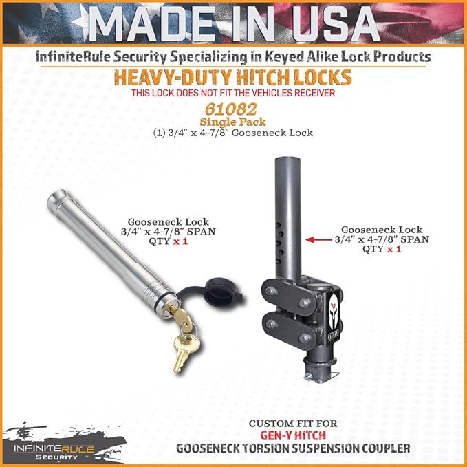 61082 | Gooseneck Coupler Lock for Gen-Y Hitch Gooseneck Torsion Suspension Coupler - Fits Coupler Only - Does NOT FIT Vehicle Receiver
