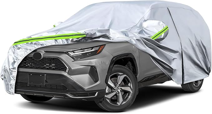 Waterproof Car Covers Replace for 2013-2025 Toyota RAV4, 6 Layers All Weather Custom-fit Car Cover with Zipper Door & Windproof Bands for Snow Rain Dust Hail Protection (RAV4)
