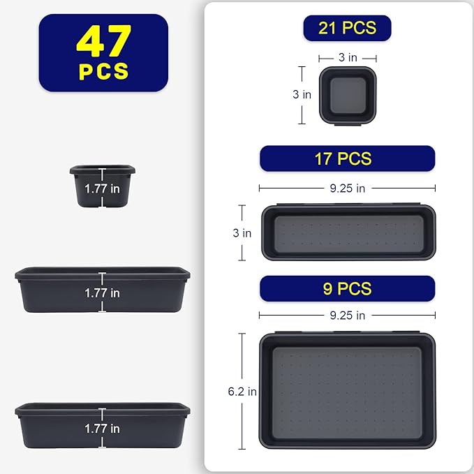 Tool Box Organizer, Tool Drawer Organizer Tray Divider, Toolbox Organization, Garage Tool Organizers and Storage, Tool Box Accessories for Rolling Tool Chest Cabinet (47PCS)