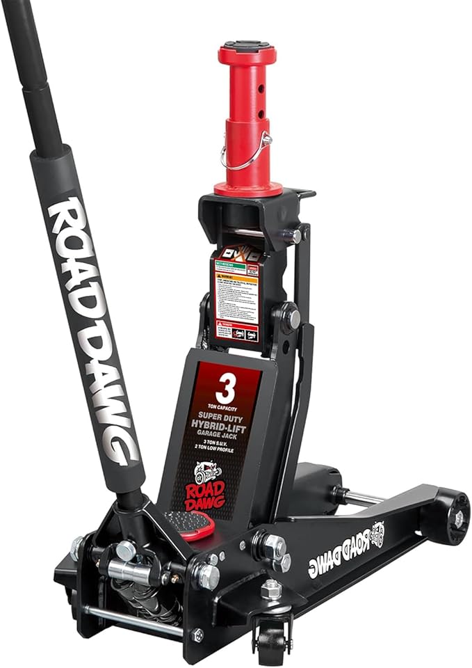 ATZ830027HD Torin Hydraulic Low and High Profile Professional Grade Foldable Garage Service/Floor Jack with Quick Lift Pump, 3 Ton (6,600 lb) Capacity, Black