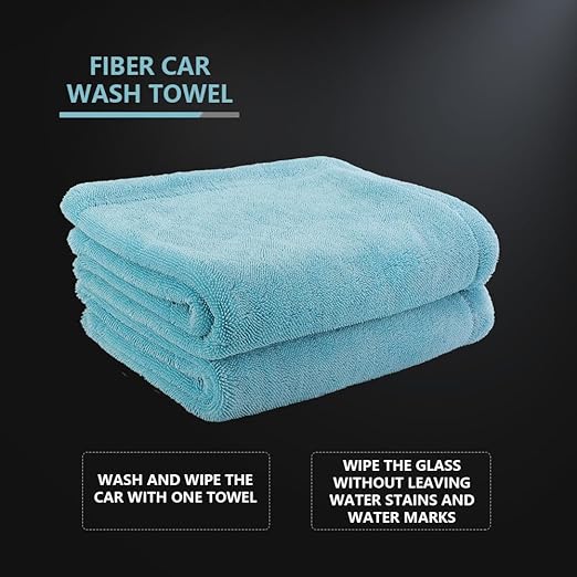 SPTA The Liquid8r - Absorbent 70/30 Blend Microfiber Drying Towel for Cars, Trucks, SUVs, Safe for Detailing + Scratch Free, Twist Loop, 1100gsm, 26.8in x 36.2in, Aqua Blue-MT037