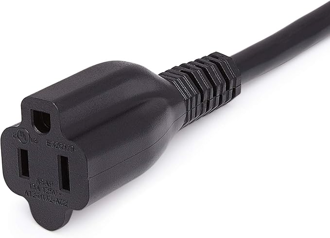 Amazon Basics Indoor Extension Cord, 3 Prong Outlet Extender Power Cord, 13 Amps, 125V, 25 Foot, Black, 2-Pack