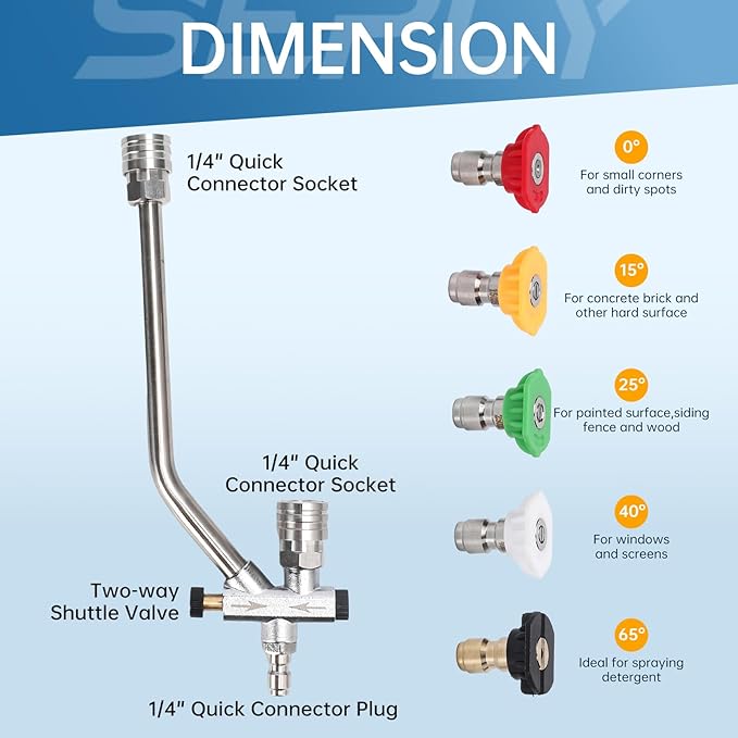 Foam Cannon for Pressure Washer Gun Kit with Dual Connector Accessory, Car Wash Foam Gun with 5 Pressure Washer Nozzle Tips 3/8'' Swivel Quick Connector and M22-14mm and M22-15 mm Fitting