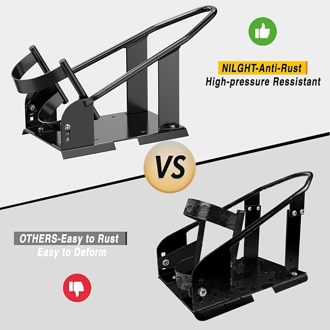 Nilight Motorcycle Wheel Chock 1800 lbs Capacity Wheel Cradle Holder Heavy-Duty Standard Steel Motorcycle Front Wheel Stand with 3 Adjustable Holes for 15"-21" Off-Road Motorcycles Black