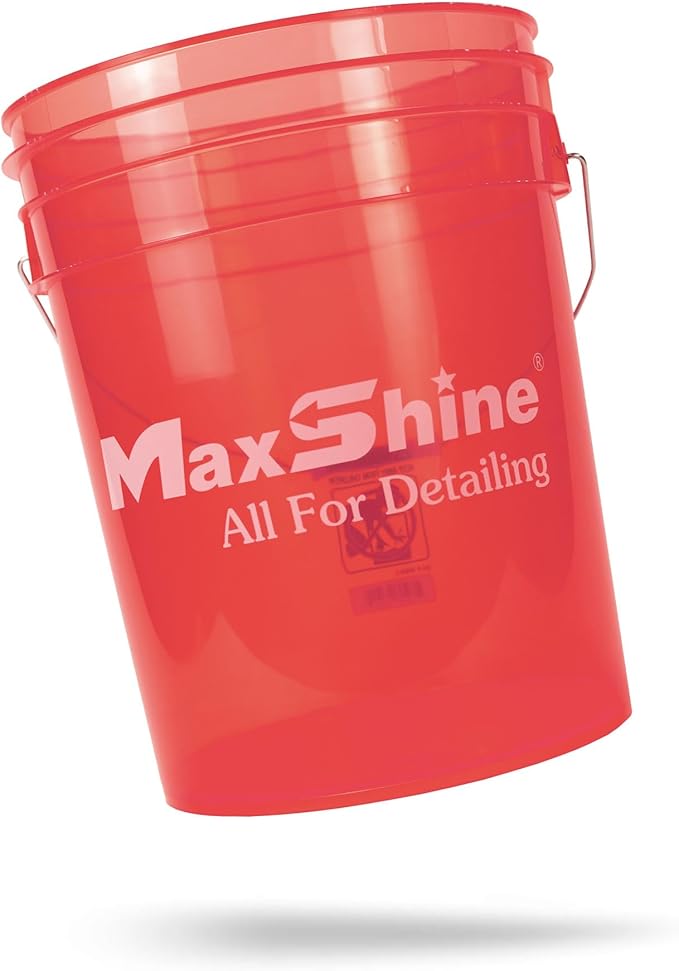 Maxshine 5 Gallon Universal Detailing Bucket (Red) – Car Wash Bucket for Scratch-Free Washing, Garage Storage & Detailing Tools – Holds Soap, Foam Cannon, Microfiber Towels & More