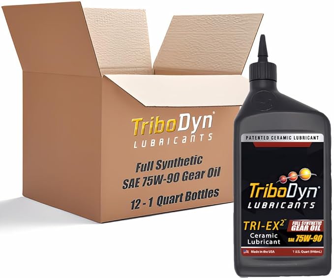 Tri-Ex2 75W90 Full Synthetic Gear Oil with Ceramic Coating - API GL-5 & MT-1 - for Differentials, Manual Transmissions & Hypoid Gears -12 Quart Case (12 Quart Case, 75W-90)