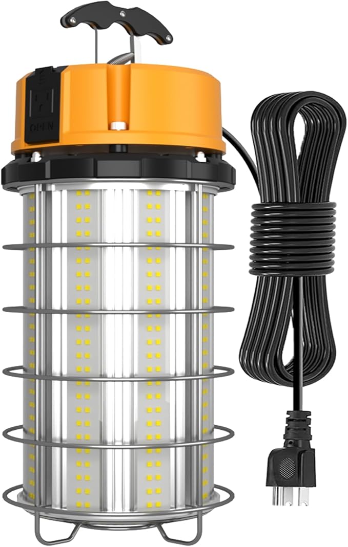 LED Temporary Work Light 250W, Construction Lights 5000K 30,000lm Outdoor Job Site Lighting 10ft Cord IP65 Dust Waterproof Hanging Lighting