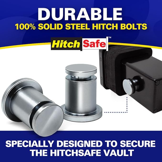HitchSafe HS7021T Hitch Bolt Set | Hitch Bolts For Thicker Weld Receivers | Made For HitchSafe Vault - Includes 2 Extended Hitch Bolts For Large Trucks & Car Trailer Hitch | Truck Accessories