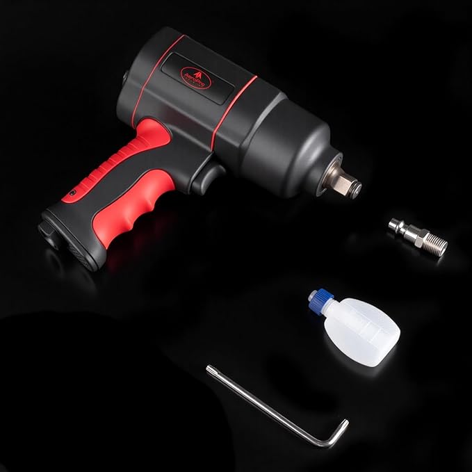 AEROPRO TOOLS 1/2-Inch Air Impact Wrench, Twin Hammer, 1200FT-LBS, 7500RPM, High Torque Pneumatic Impact Wrench, 1/2 Drive Air Impact Gun for Auto Repair, Tire Shop