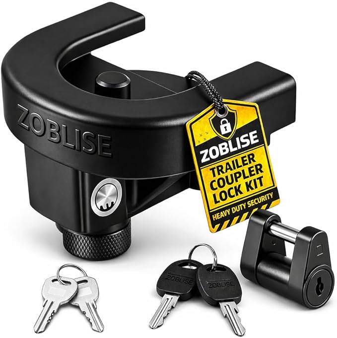 2 5/16 inch Trailer Hitch Locks Set, Trailer Tongue Lock Heavy Duty, Anti-Theft Tow Hitch Lock, for RV, Boat, Camper, Jack Trailers