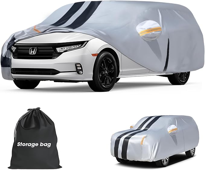 Multi-Layer Car Cover Custom Fit for Honda Odyssey(1995-2026), 100% Waterproof All Weather for Automobiles, Gift with Towel, Heavy Duty Car Covers for Rain Sun UV Protection with Door Zipper
