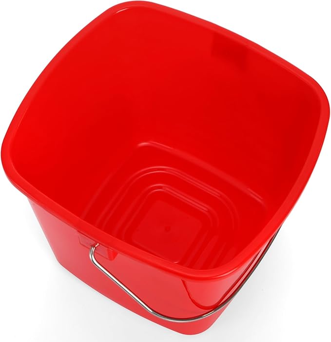 SOUJOY 7 Pack 3 Quart Cleaning Bucket, Plastic Small Sanitizing Bucket with Handle, Multi-Purpose Mini Square Pails for Kitchen, School, Offices, Household and Commercial Use, Red