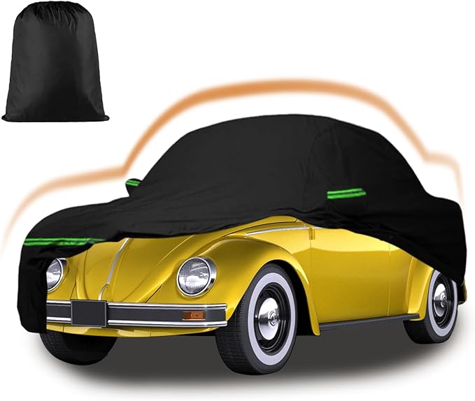 Car Covers for 1960-1980 Volkswagen Beetle Bug Sedan 2-Door, 210T All Weather Protection Custom-fit Beetle Bug Waterproof Car Cover, w/Zipper Door and Cotton Lining, Rainproof, Dustproof and UV Proof