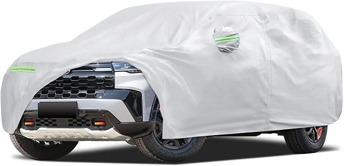 Car Cover Custom Fit for Ford Explorer 1995-2026, Migaven Waterproof Full Exterior Cover Sun Rain Protection with Door Zipper and Cotton Lining, Silver