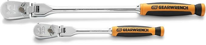 GEARWRENCH 2 Piece 1/4inch and 3/8inch Drive 120XP Flex Head Teardrop Ratchet Set, Dual Material - 81204P