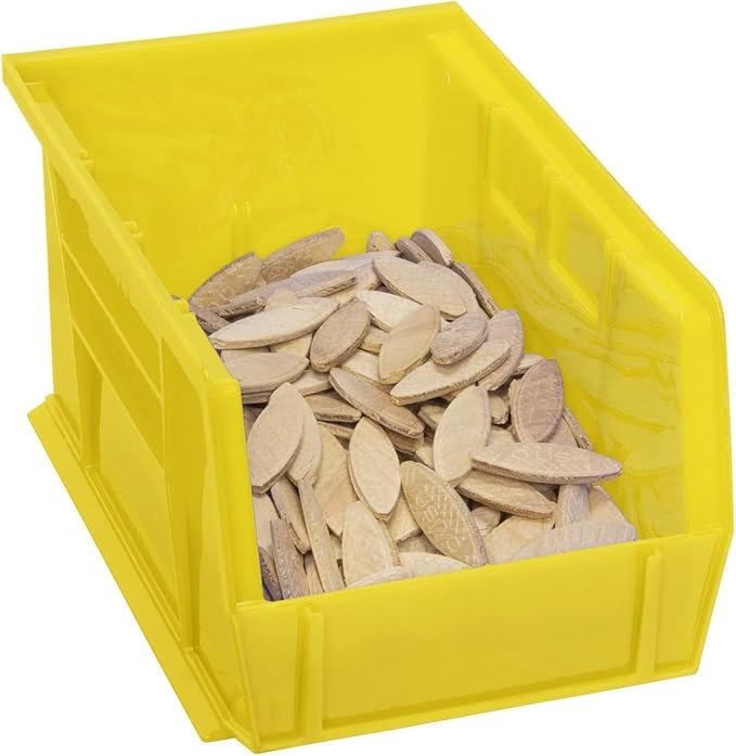 Akro-Mils 30237 AkroBins Plastic Storage Bins, Space-Saving Stackable Bins for Garage, Pantry, Craft Organization, 9" x 6" x 5", Yellow, 12-Pack