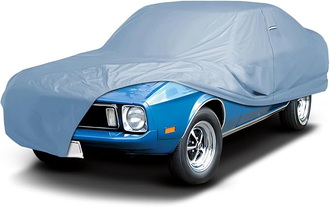 iCarCover Premium Car Cover for 1973 Ford Mustang Grande Heavy Duty Waterproof All-Weather Automobiles Custom Fit Indoor Outdoor UV Snow Protection Covers with Straps and Bag