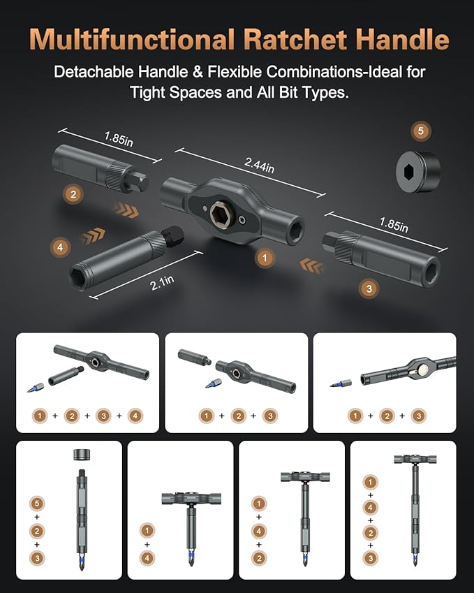 74 in 1 Magnetic Screwdriver Set, Multi Bit Ratchet Screwdriver Set with Detachable Handle, Repair Tool Kit for Furniture, Precision Electrical Appliance, Bicycle, Ring Doorbell, DIY, Watch