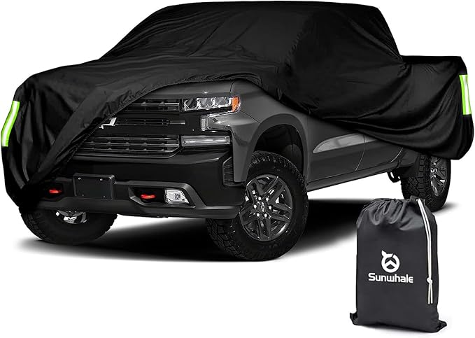 Truck Cover Waterproof All Weather - Heavy Duty Outdoor Full Pickup Cover Rain Sun UV Protection - Universal Fit for Ford F150, Dodge Ram 1500, Chevy Silverado Length Up to 230 inch