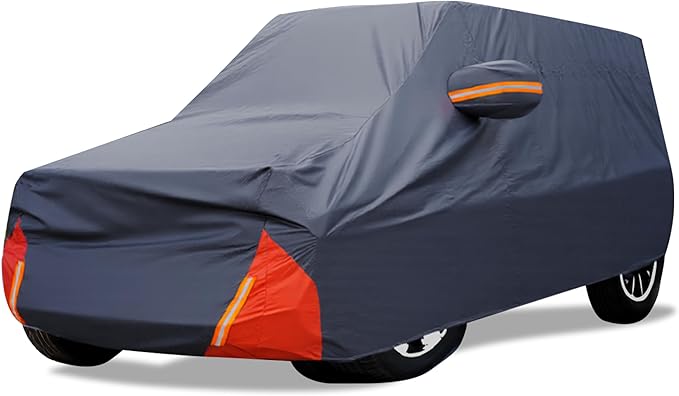 Car Cover Waterproof 2 Door, All Weather for Automobiles, Outdoor Full Exterior Cover Rain Sun UV Snowproof Protection with Zipper Cotton, Mirror Pocket for Jeep Covers Fits JK JL TJ YJ CJ