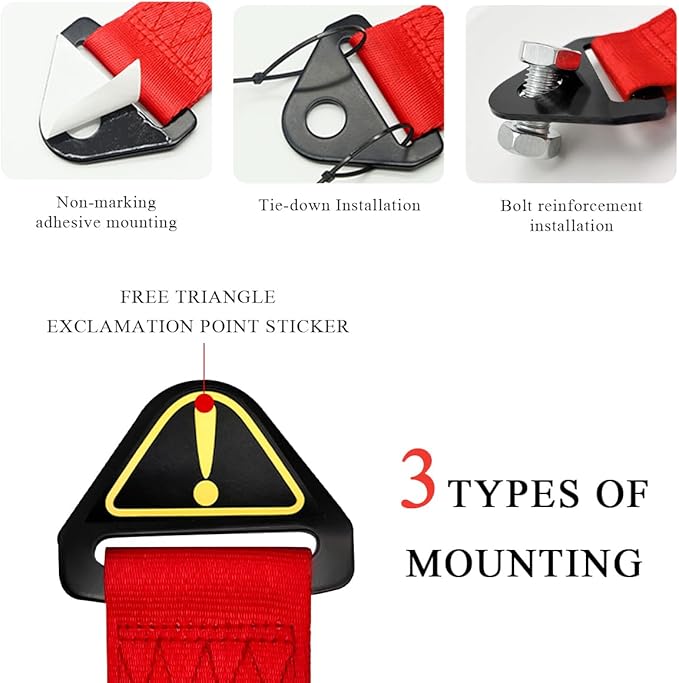 KVAEY Car JDM Tow Strap, Red Personalized Auto Racing Tow Strap with Chinese Slogan, Vehicle Decorative Traction Rope Fits Front and Rear Bumper, Universal Car Accessories (Style 6)