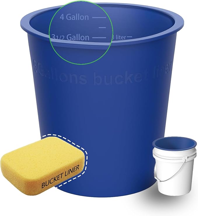 5 Gallon Bucket Liner Reusable Silicone Bucket Liners for thinset and Concrete Mix,Flexible,Hardwearing (Blue 5 Gallon Liner)