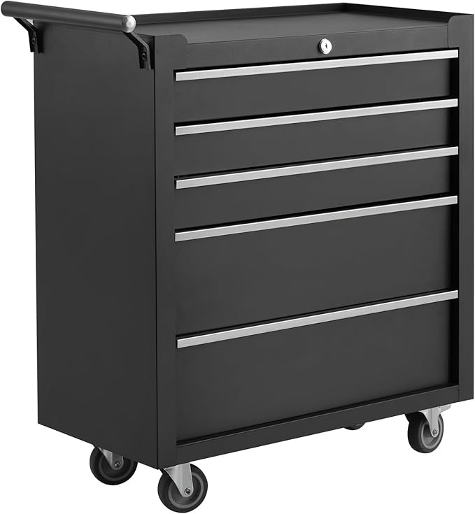 Professional Workstation Version 24" 5-Drawer Rolling Tool Chest - Lockable Storage Cabinet with Wheels for Workshop & Garage Organization