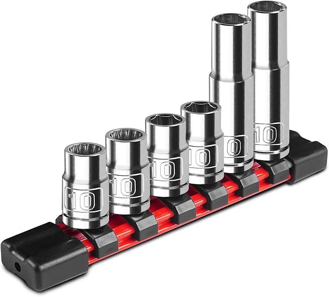 6PCS 3/8" Drive 10mm Socket Set, Deep & Shallow, Mirror Finish, Cr-V Steel