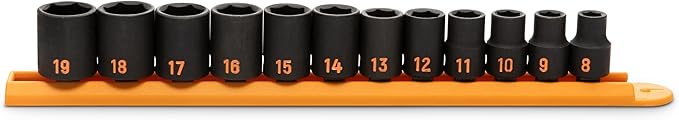 GEARWRENCH 12 Piece 3/8" Drive 6 Point Metric Hi-Viz Impact Socket Set | 84911H