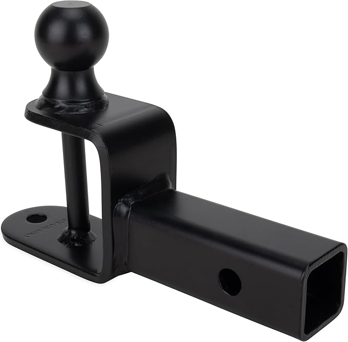 Camco Black Boar ATV/UTV Multi-Hitch – 2” Hitch Ball, 2” Shank, 6” Long – 2” Rise, 2,000 lb Capacity – Winch Strap Loop & 5/8” Pin Hole – Powder-Coated Steel (66025)
