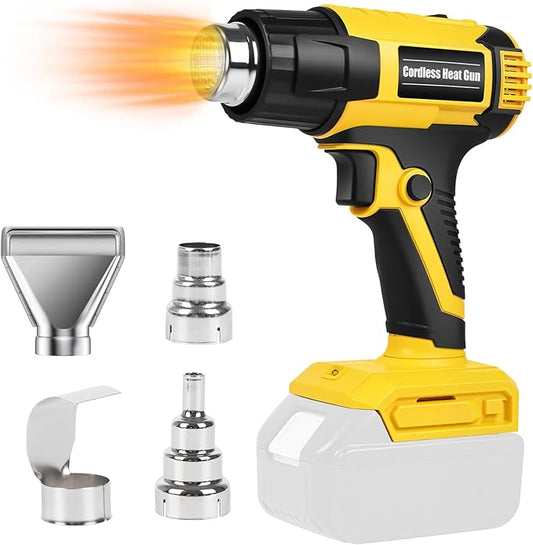 【380W・1022°F & 572°F】Cordless Heat Gun Compatible with Makita 18V Battery, Hot Air Gun Fast Heating Low-Voltage Protection with LED Light 4 Nozzles for Shrink Tubing, Resin, Vinyl Wrap (No Battery)