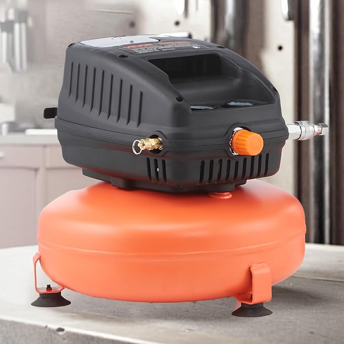 VEVOR 3 Gallon Air Compressor, 1/3HP 0.54CFM @ 90PSI Portable Pancake Air Compressor & 100PSI Max Working Pressure, Oil-Free Compressor Tank for Tire Inflation, Spray Painting, Woodwork Nailing, 120V