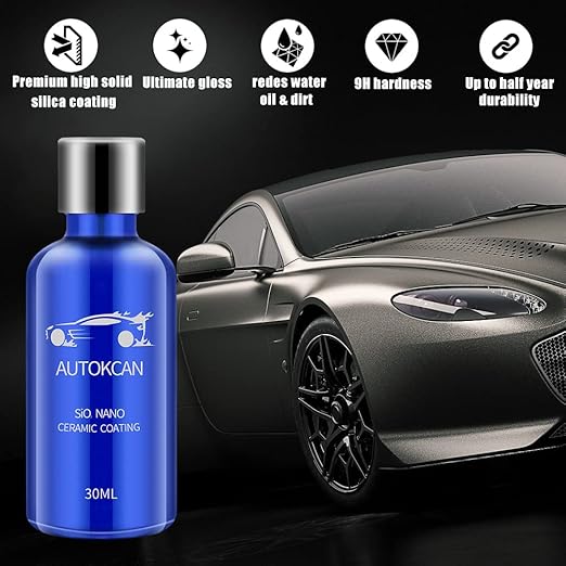 9H Nano Ceramic Coating for Cars, Anti-Scratch High Gloss Ceramic Coating Kit for Car Detailing, Glass, Wheel, Hydrophobic Long Lasting Protection,30ML