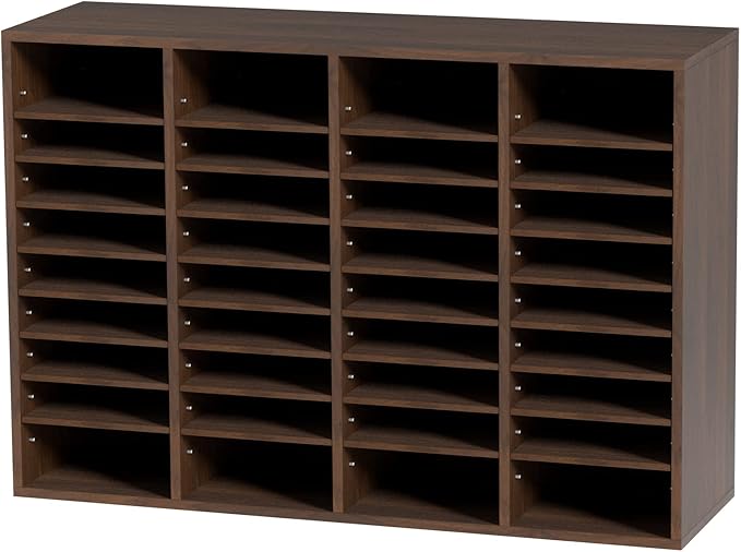 VEVOR Literature Organizers, 36 Compartments Office Mailbox with Adjustable Shelves, Wood Literature Sorter 39.3x12x26.8 inches for Office, Home, Classroom, Mailrooms Organization, EPA Certified Brown