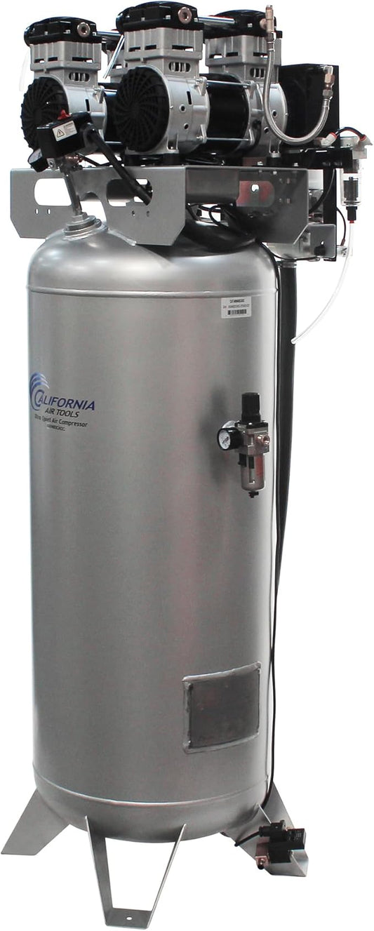 California Air Tools 60040DCADC 4.0 HP Ultra Quiet and Oil-Free Air Compressor, 60 Gallon Steel Tank, 75 dBA Noise Level, with Air Drying System and Auto Drain