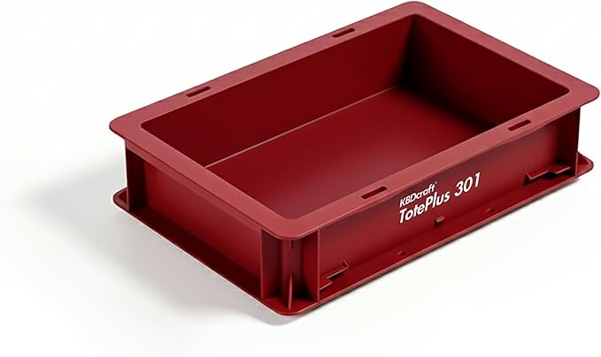 KBDcraft Stackable Storage Bin - Heavy-Duty Plastic Organizer Box and Tray with Straight Walls, small plastic bin totes for storage, 12"x8"x3", 0.5Gal (Red, 1 Pack)