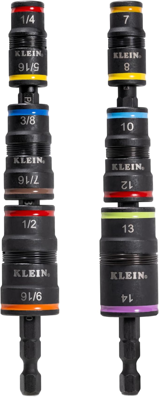 Klein Tools 32933KIT SAE and Metric Impact-Rated Socket Set, 6 Flip Sockets with 12 Hex Driver Sizes, 1/4-Inch Bit Holder, Two Impact-Rated 5-Inch Shafts
