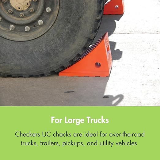 Checkers One Large Wheel Chock for 32-46" Tires, Heavy Duty Wheel Chocks for Semi Trucks, Utility, Tractor Trailer, 50k lb Load Capacity, Made in The USA, Polyurethane, UC1500-4.5
