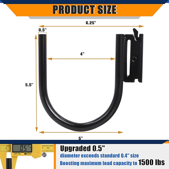 10 Pack 5" E Track J Hooks Heavy Duty E Track Large Steel J Hook E Track Accessories for Cargo Tie Down Systems in Enclosed Trailer Garage Workshop 0.5" Diameter Solid Steel Maximum Load 1500 Pounds