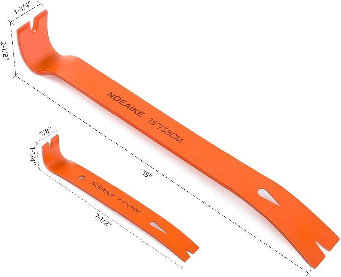 2-Pack Flat Pry Bar Set 7.5"/15" Crowbar with Nail Puller,Utility Heavy Duty Claw Bar,Mini Pry Bar High-Carbon Steel Crow Bar Tool for Home Improvement & Woodworking