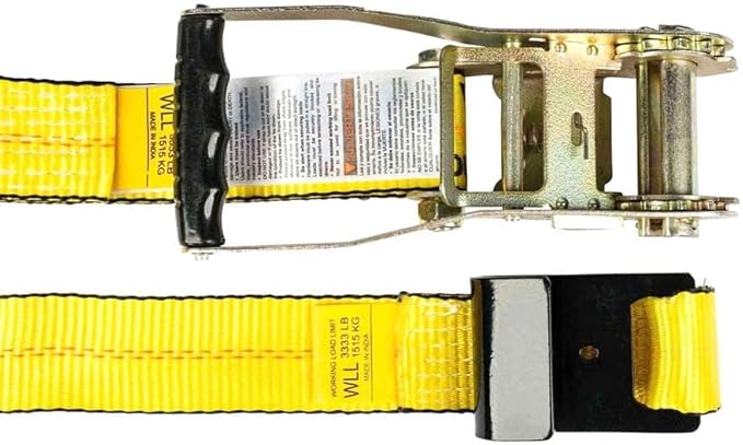 Mytee Products (4 Pack) 2 inch x 27' Heavy Duty Tie-Down Ratchet Straps w/Flat Hook - 10,000 lbs Breaking Strength - Wide Handle Flat Hook Ratchet Straps for Cargo, Flatbed Trailers, Pickup Trucks