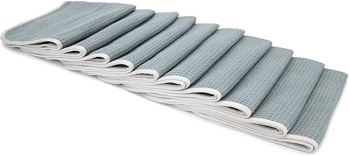[No Streak Freak] Microfiber Window and Mirror Waffle Towel (16"x16") Gray - 10 Pack