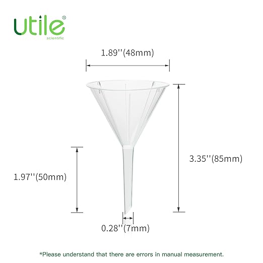 Utile 12pcs Plastic Analytical Funnel Set, PP Material, Top Diameter 40mm, Small Funnel for Lab Bottles, Recreational Activities, 4512.0012.12