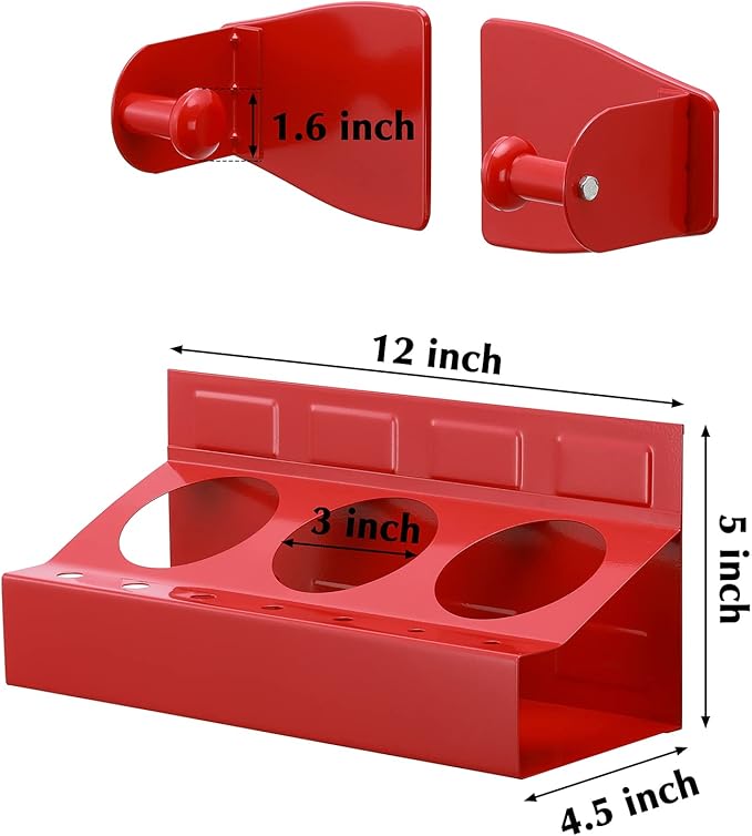 EMENTOL 4PCS Magnetic Tool Shelf Set, Tray, Paper Towel Holder, for Tool Organizer, Magnets Any Metal Surface, Red