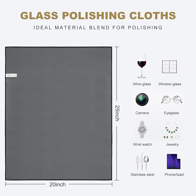 SINLAND Microfiber Glass Polishing Cloths Large Size Thick Lintless Drying Towels for Wine Glasses Stemware Dishes Stainless Appliances 20 Inch X 25 Inch Pack of 4