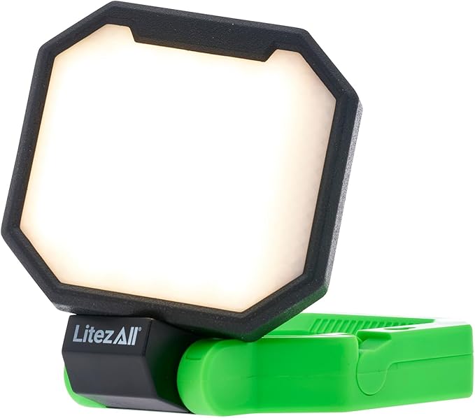 LitezAll 2000 Lumen Folding Work Light with Stand – Rechargeable Tower Light with Tripod, Compact Work Lights on Stand, Portable with Power Bank
