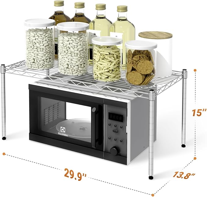 Simple Deluxe 1-Tier Shelving Units, 29.92" W x 13.78" D x 14.96" H Steel Wire Rack Storage Shelving Organizer, Chrome